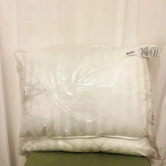 NIP (2) Standard Down Damask Stripe Pillows - Picture 5 of 5